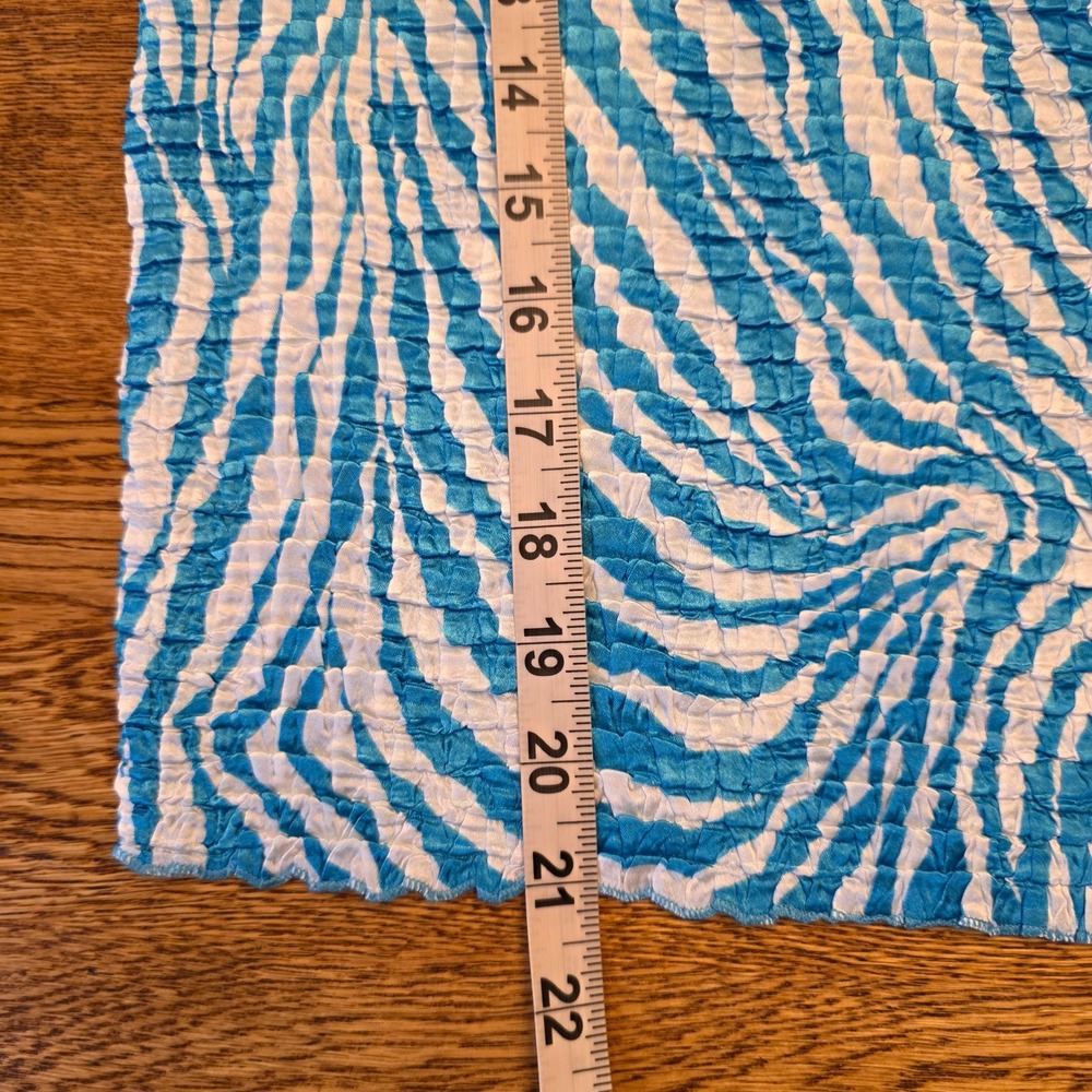Vintage Plisse M Stretch Teal Animal Zebra Crepe Crinkle Textured Tank 90s Y2K - Picture 2 of 9